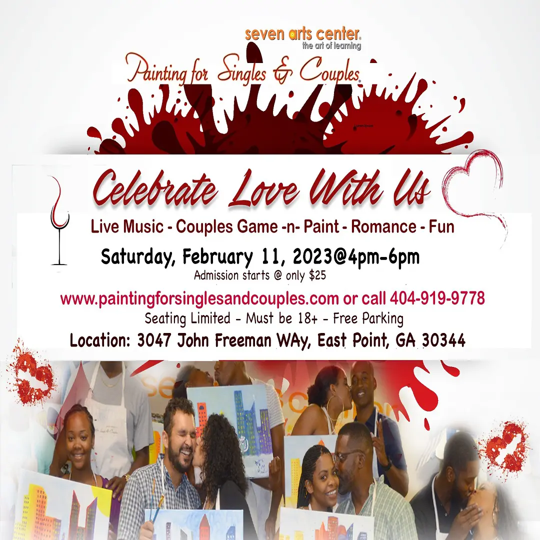A poster with paint and people holding their hands up.