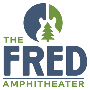 A green and blue logo for the fred amphitheater.