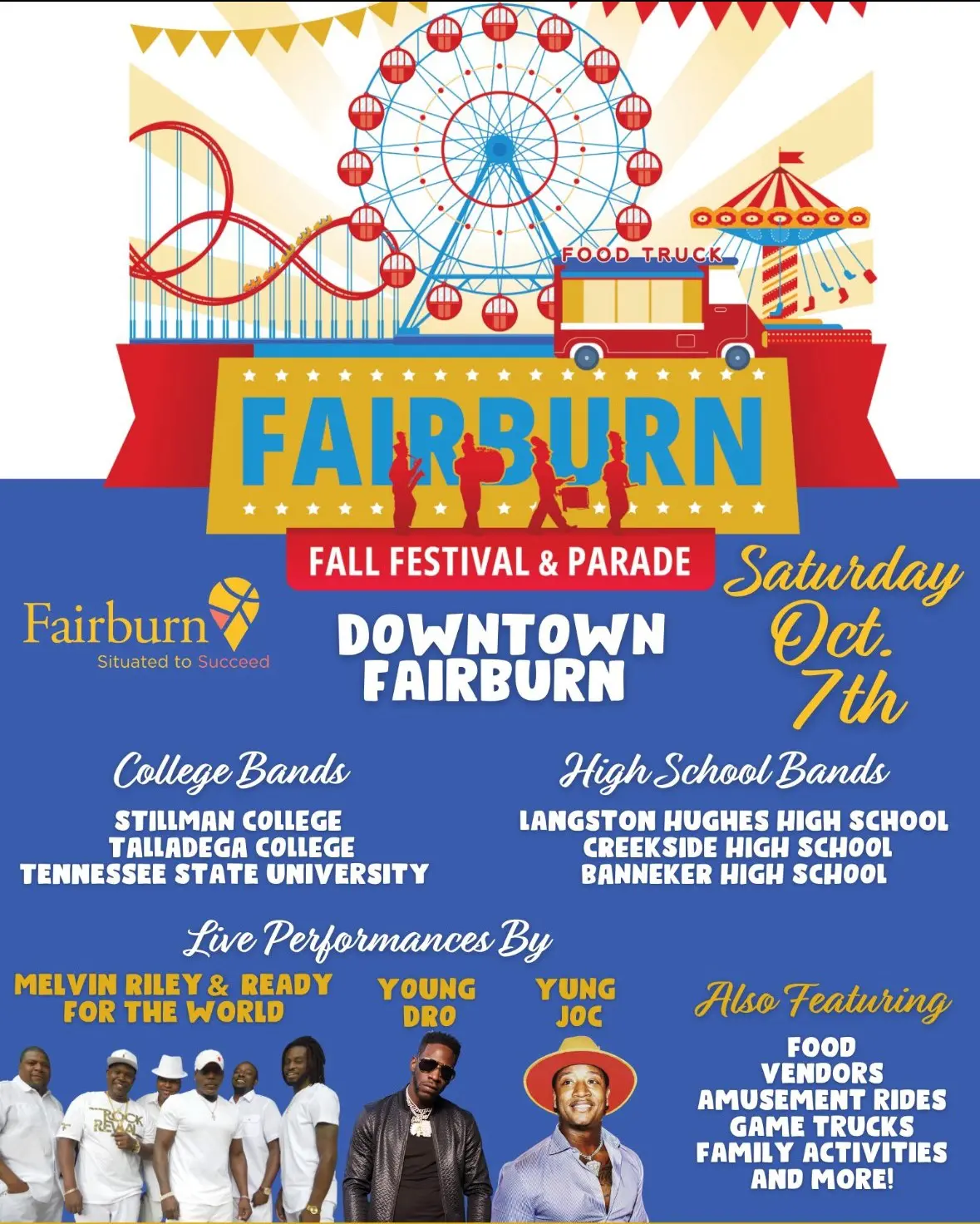 A poster of the fairburn fall festival and parade.