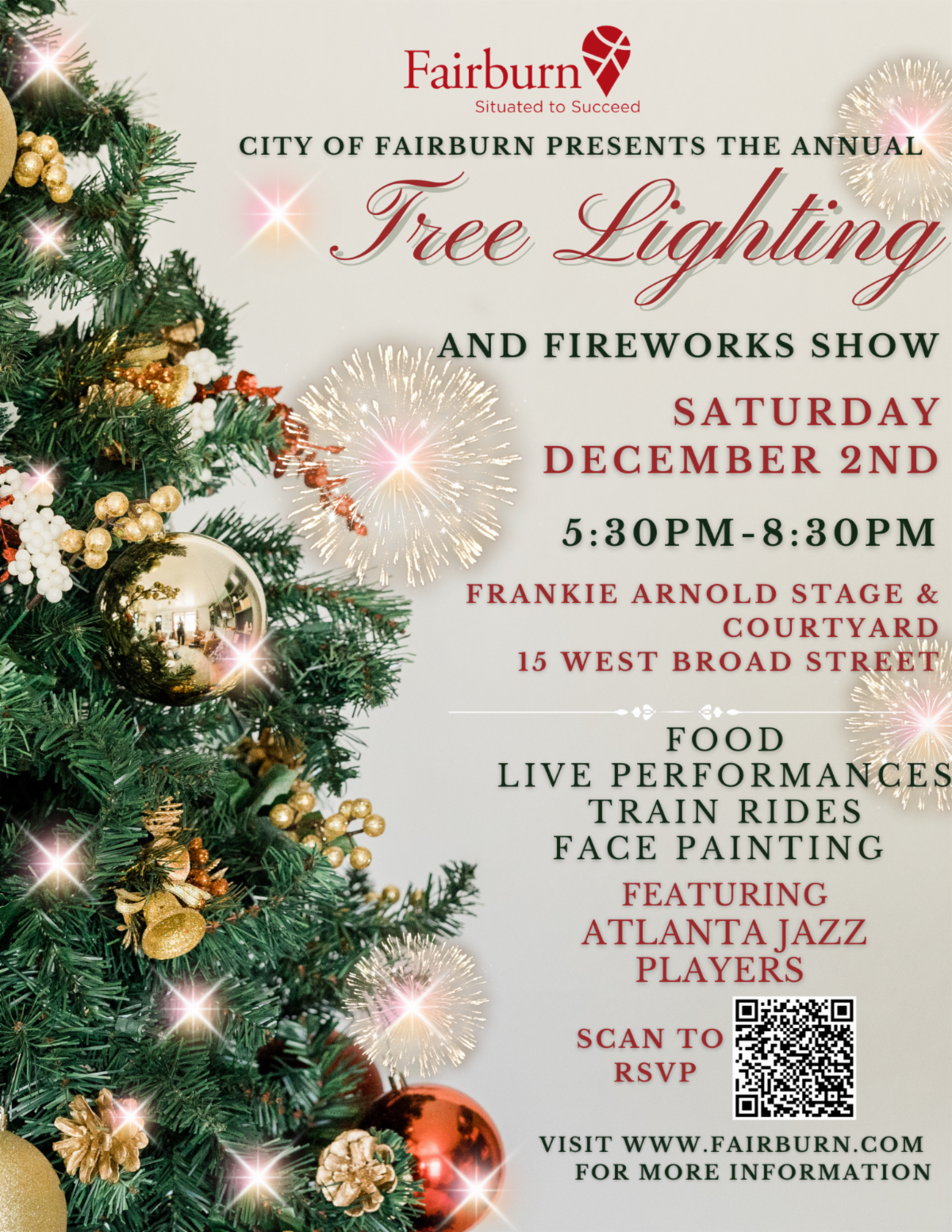 A poster for the annual free lighting and fireworks show.