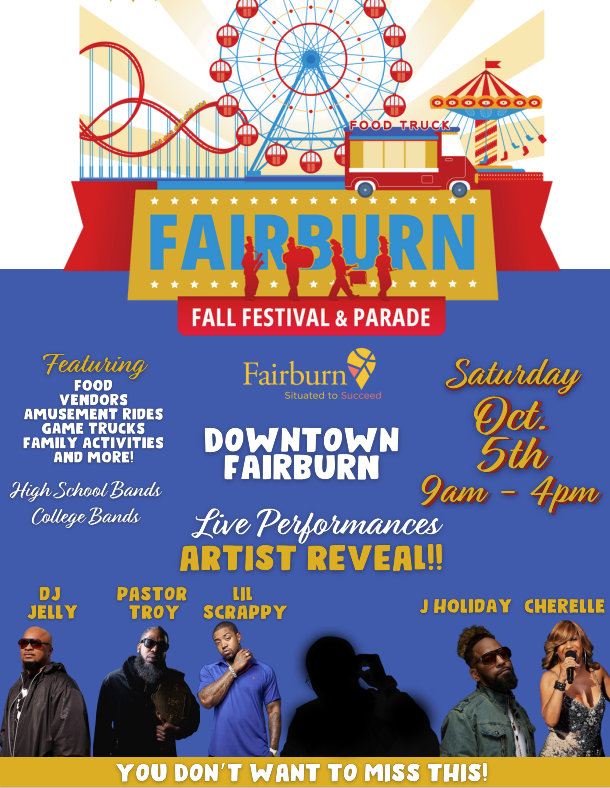 A poster of the fairburn fall festival and parade.