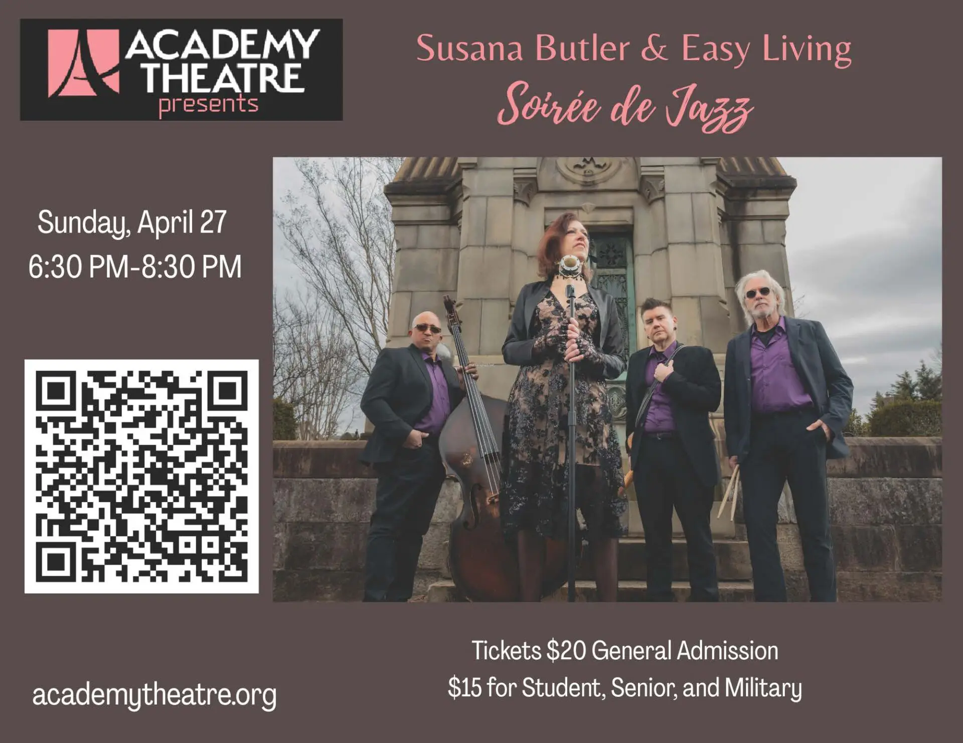 Jazz band promotional event poster.