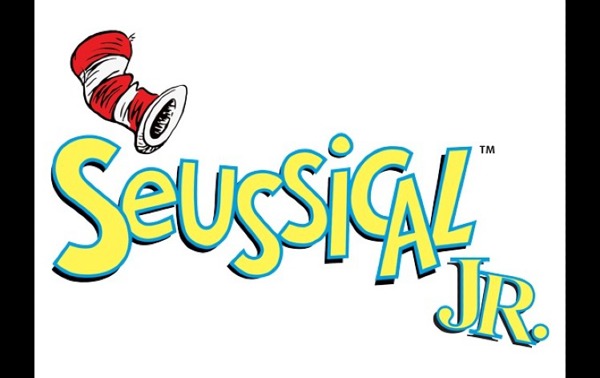 Seussical Jr. logo with striped hat.